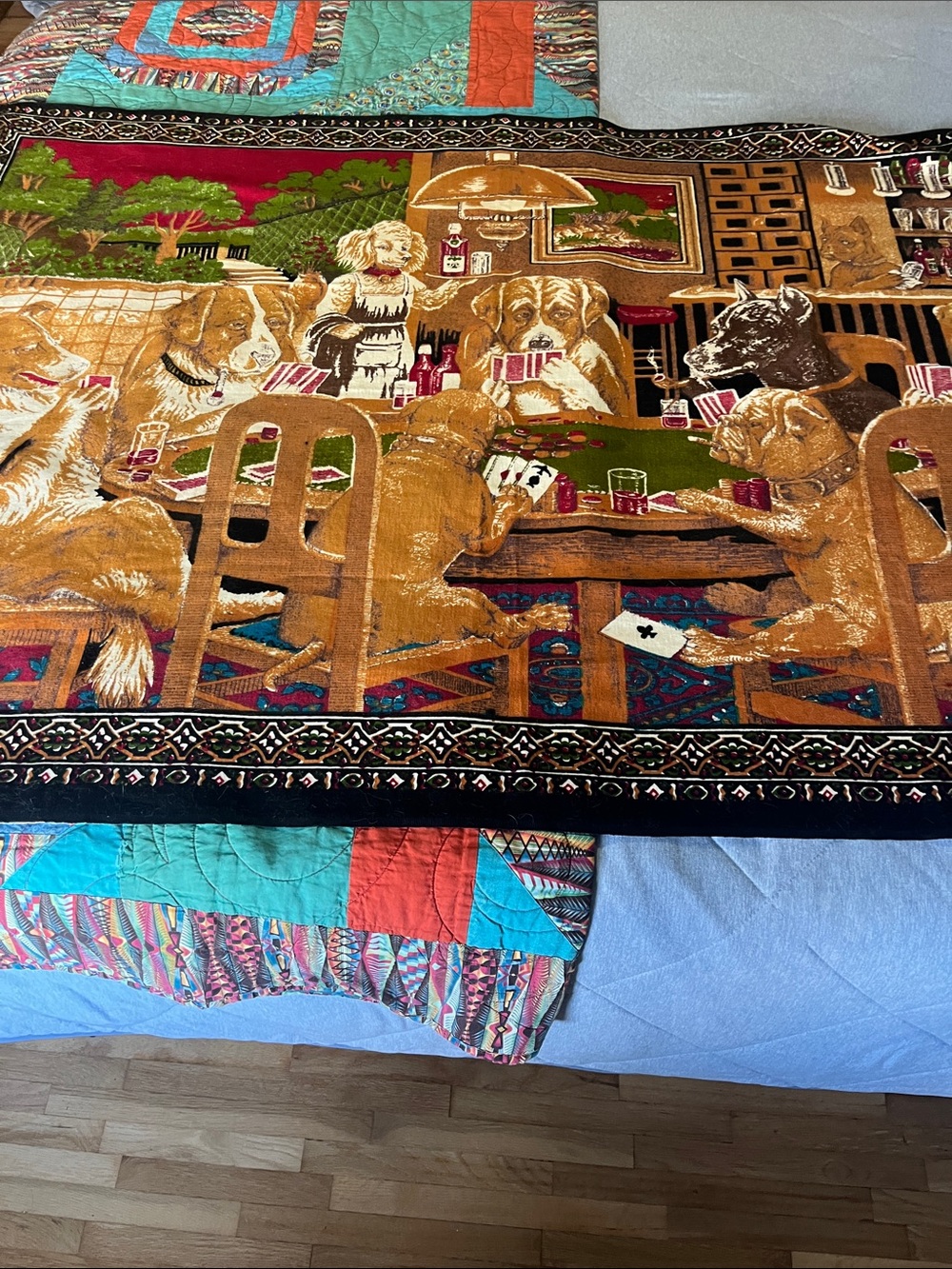 1970’s Novelty Dogs Playing Poker Tapestry Multicolor